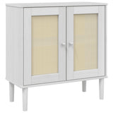 Sideboard SENJA Rattan Look White 80x35x80 cm Solid Wood Pine 358032