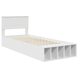 Bed Frame with Shelf Manual White 100 x 200 cm Engineered Wood 3408396