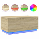 Coffee Table with LED Lights Sonoma Oak 90x50x40 cm 839877