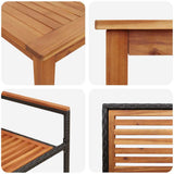 Garden Dining Set 9 pcs Black Solid Acacia Wood 3365544