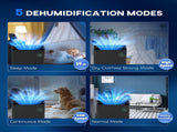5500mL Portable Dehumidifier with Air Purifier, UVC, Ioniser, 24H Timer, 5 Modes, 16L/Day, for Home T3398P342369