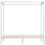 Canopy Bed Frame without Mattress White Solid Wood 100x200 cm 283263