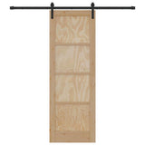 Sliding Door Natural and Black 73.5 x 211 cm Solid Pine Wood 3333188
