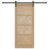 Sliding Door Natural and Black 86 x 198.5 cm Solid Pine Wood 3333202