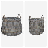 Planter Basket with Storage 2 pcs Grey Lacak Rattan 42020953