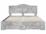 Bed Frame Concrete Grey 135 x 190 cm Engineered Wood 3413615