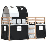Bunk Bed without Mattress White&Black 90x190 cm Single Solid Wood Pine 3284027