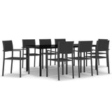Garden Dining Set Black Powder-coated Steel Large Light Weight 3099268