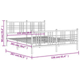 Metal Bed Frame without Mattress with Footboard Black 150x200cm 376344