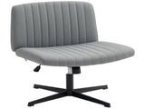 Armless Office Chair No Wheels, Linen Fabric Criss Cross Legged Desk Chair with Wide Seat, Thick T3398P377850