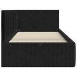 Corner Bed Frame with Headboard Black 90 x 190 cm Velvet 42016261