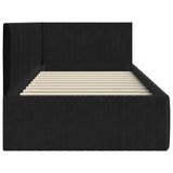 Corner Bed Frame with Headboard Black 90 x 200 cm Velvet 42016271