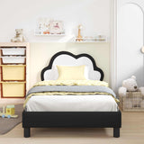 Children's Bed Frame with Headboard Black 90 x 200 cm PU 42011188
