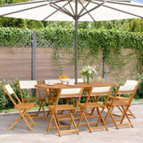 Garden Chair Set of 8 Cream White Solid Acacia Wood Standard 3214612