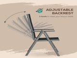 7 Piece Garden Dining Set, Outdoor Table and 6 Folding and Reclining Chairs, Aluminium Frame, T3398P318582