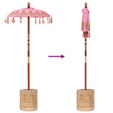Parasol with Base Pink 95 x 95 x 260 cm Cotton and Wood 3356916