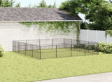 Dog Playpen 16 Panels Black Galvanised Steel 3209555