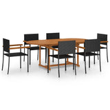 Dining Set Black Solid Acacia wood, PE rattan, Powder-Coated Steel 3070765