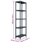 Storage Shelf Rack Black 125 kg 60x30x180 cm Plastic 45674