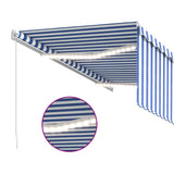 Manual Retractable Awning with Blind&LED 3x2.5m Blue&White 3069261