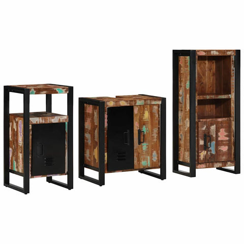 Bathroom Furniture Set 3 pcs Multicolour Solid Reclaimed Wood 3305611
