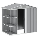 47103 Garden Shed with Rack Grey 205x130x183 cm Iron
