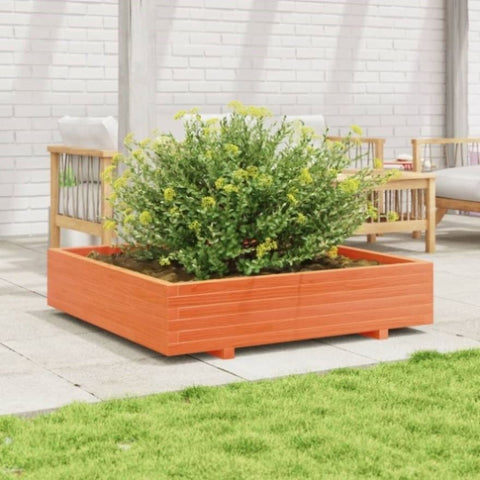 ZNTS Garden Planter Wax Brown 110x110x26.5 cm Solid Wood Pine 847325