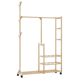 ZNTS Clothes Rack with Shelves and Wheels 100x38x175.5 cm Bamboo 4008919