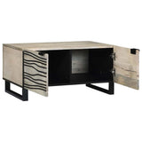 Coffee Table Beige and Black 80 x 50 x 40 cm Solid Acacia wood 4017977