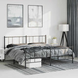 Metal Bed Frame without Mattress with Footboard Black 183x213cm 352503
