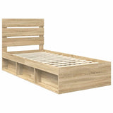 Bed Frame with Headboard Sonoma 100 x 200 cm Solid Pine Wood 3411778