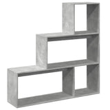 Room Divider Bookcase 3-Tier Concrete Grey 123x29x123 cm Engineered Wood 857988