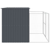 Dog House with Run Anthracite 214x253x181 cm Galvanised Steel 3189119