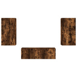 3 Piece TV Wall Cabinets with LED Lights Smoked Oak 3216878