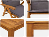 3-Piece Garden Dining Set Natural Solid Acacia Wood 3434591