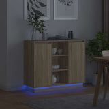 LED Sideboard Sonoma Oak 90 x 32 x 75 cm Engineered Wood 869684