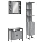 ZNTS 3 Piece Bathroom Cabinet Set Grey Sonoma Engineered Wood 3214738