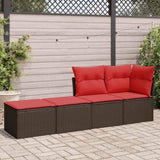 2 Piece Garden Sofa Set with Cushions Brown Poly Rattan Acacia 3328667