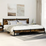 Metal Bed Frame without Mattress Smoked Oak 193x203 cm 3301383