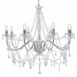 Chandelier with Beads Silver 8 x E14 Bulbs 281606