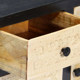 Hand Carved Side Cabinet Grey 75x35x60 cm Solid Mango Wood 282724