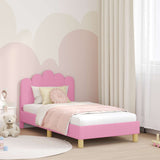 Children's Bed Frame with Headboard Pink 80 x 160 cm Fabric 42011047