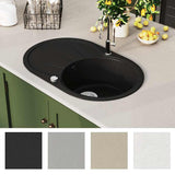 Granite Kitchen Sink Single Basin Oval Black 142958