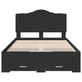 Bed Frame with Headboard Black 135 x 190 cm Engineered Wood 3413613