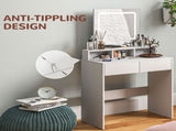 Storage Dressing Table, with LED Light Mirror - White T3398P343016
