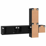 TV Cabinet Set Wall-mounted 5 pcs Black Oak Engineered Wood 3393481