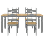 ZNTS 5 Piece Dining Set Panama Grey Solid Wood Pine 3345210