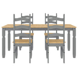 ZNTS 5 Piece Dining Set Panama Grey Solid Wood Pine 3345210