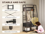 Coat Rack with Shoe Storage, Hall Tree, Industrial Coat Stand with Shoe Bench, 10 Removable Hooks, 2 T3398P423864