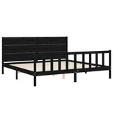 Bed Frame without Mattress Black 200x200 cm Solid Wood Pine 3192775